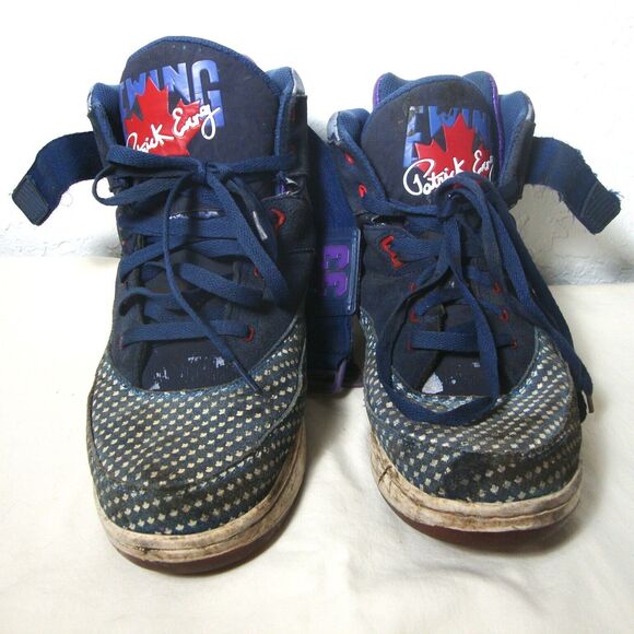 PATRICK EWING Blue Suede Sneakers Vintage Shoes High Tops Lace Up Basketball 12 - Picture 6 of 8
